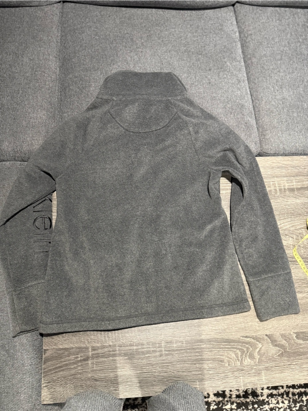 Calvin Klein Gray Zippered Fleece Jacket with Sleeve Logo - Picture 12 of 15
